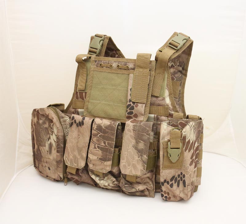 Tactical PC Plate Carrier Vest w/ Pouches – Python Snake Camo MAD