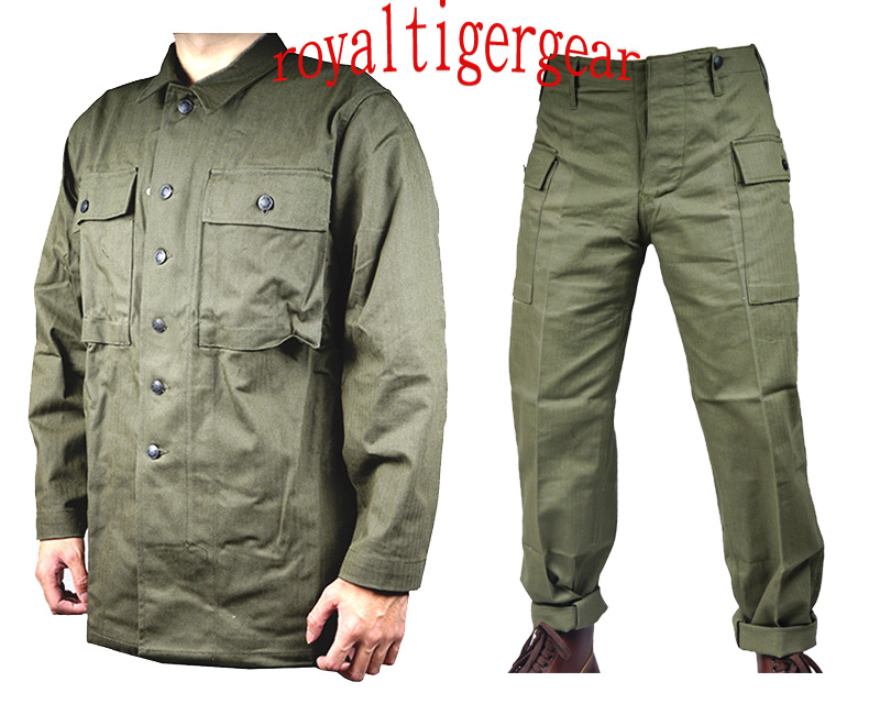 WW2 US Army USGI HBT OD Utility Uniform Fatigue Shirt Pants Set