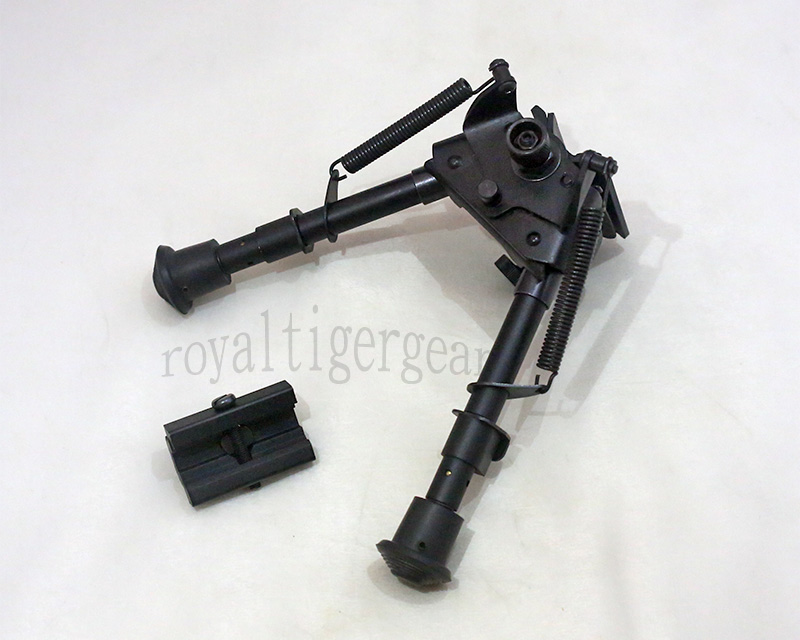 Harris style Pivot Rifle Folding Bipod 6” to 9” - Removable Rail QD Mount - Round Switch