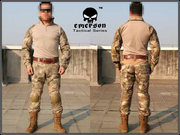 EMERSON Combat Shirt Pants w/ Pads Ver.Gen2 - A-TACS AU