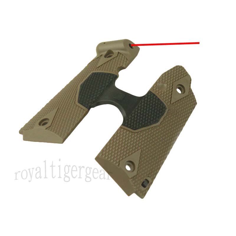 Red Laser Pointer Sight Grip Handler for M1911 1911 Pistol - Dark Earth / Black