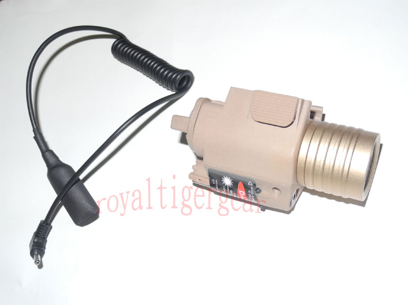 M6 Tactical Flash Light and Red Laser Pointer Sight Tail Switch for Rail – Tan
