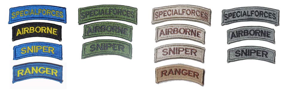 US Special Forces Tab Patch - Special Forces, Airborne, Sniper, Ranger - Ver. Full Embroidery