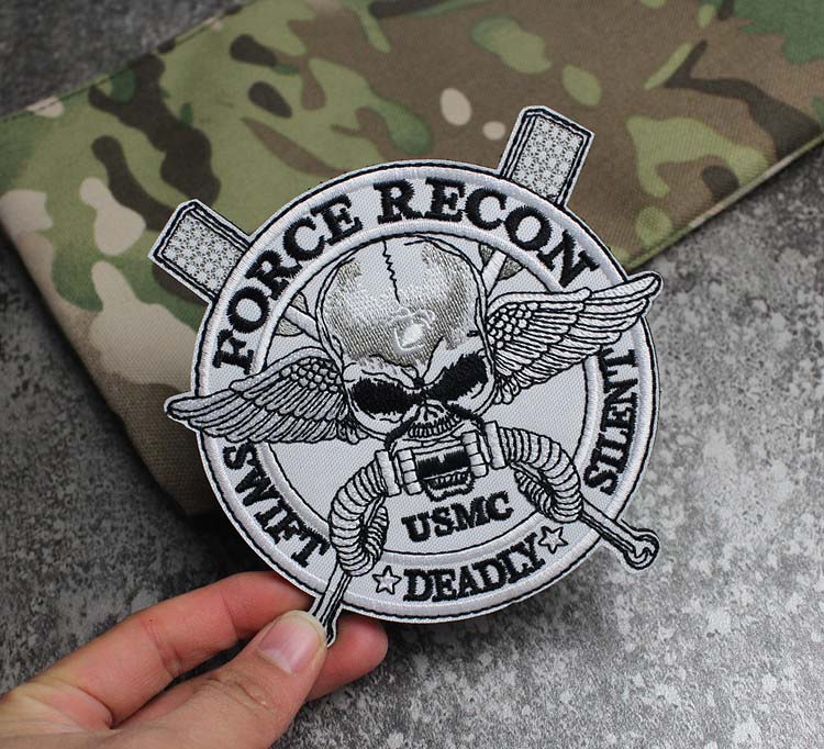 USMC US Marines Force Recon Swift Deadly Silent Embroidered Velcro Patch