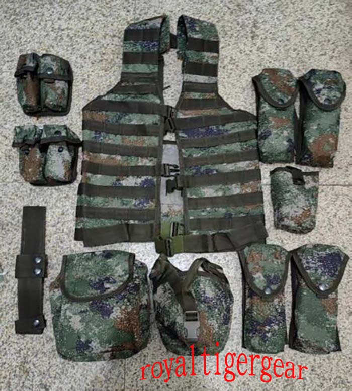 China PLA Type 21 Digital Universal Camo MOLLE Tactical Vest 10 Pouch Gear