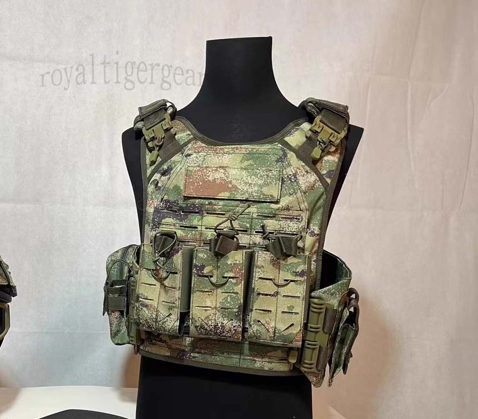 China PLA Type 21 Xingkong Starry Sky Woodland Camo MOLLE Armor Plate Vest w/ 3 pouch