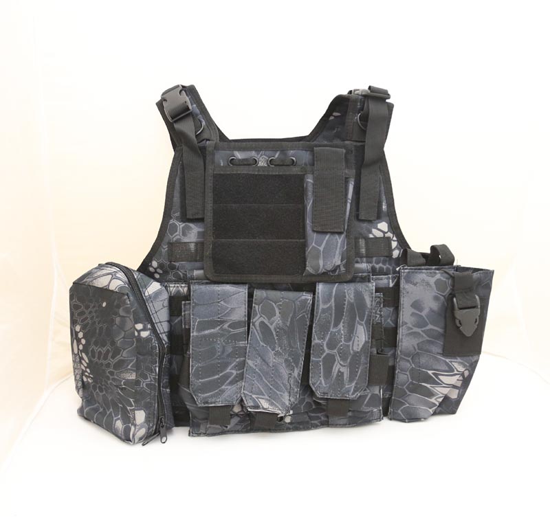 Tactical PC Plate Carrier Vest w/ Pouches – Python Snake Camo TYP Night Urban Marines