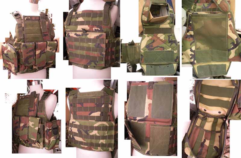 Tactical PC Plate Carrier Vest w/ Pouches – US Woodland