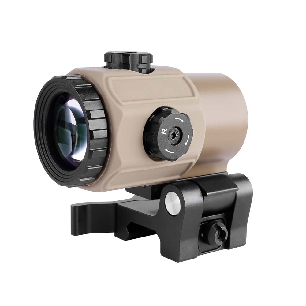G43 Tactical 3x Magnifier Scope w/ 90-Turn Fast-Release QD Mount - Dark Earth