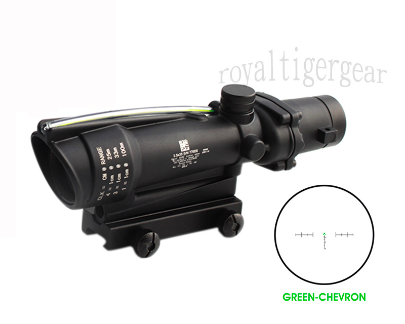 ACOG 3.5x35 Tactical Green Real Fiber Optics Riflescope - Green Chevron