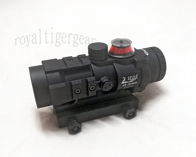 SPINA AR332 style 3X Magnifier Red Illuminated Tactical Scope - Black