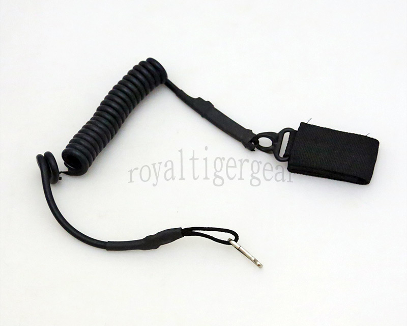 Pistol Elastic String Cord Velcro Safety Lanyard Belt Holder Sling - Black