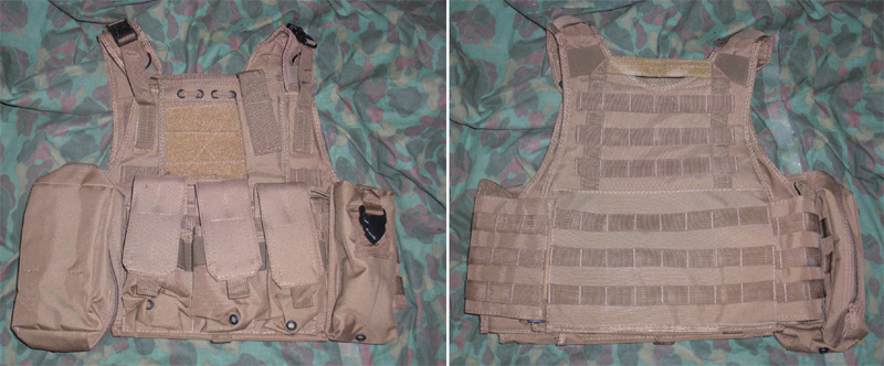 Tactical PC Plate Carrier Vest w/ Pouches – Tan