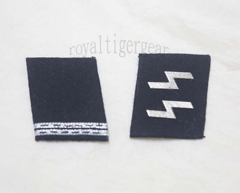 WW2 German Collar Insignia Patch – Metal SS 2 Strap