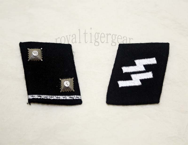 WW2 German Collar Insignia Patch – SS 2 Star 1 Strap