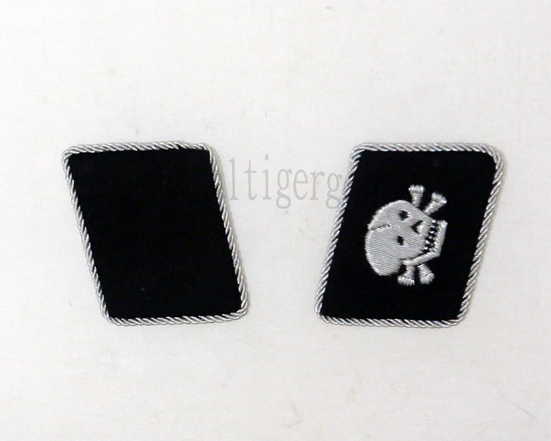 WW2 German Collar Insignia Patch –  1 Skull Horizontal