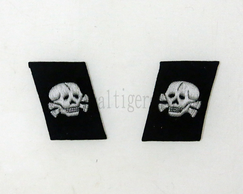 WW2 German Collar Insignia Patch – SS 2 Skull
