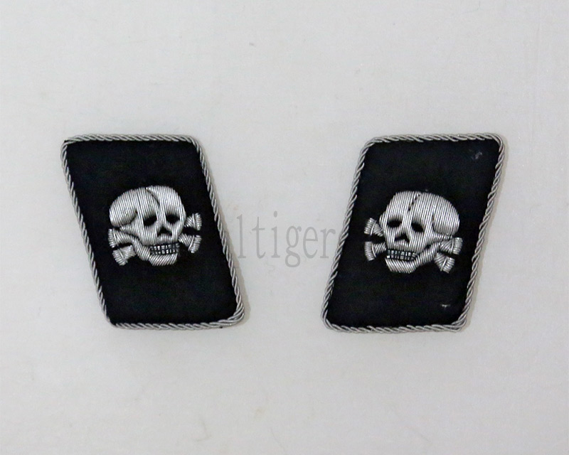 WW2 German Collar Insignia Patch – SS 2 Skull Edged