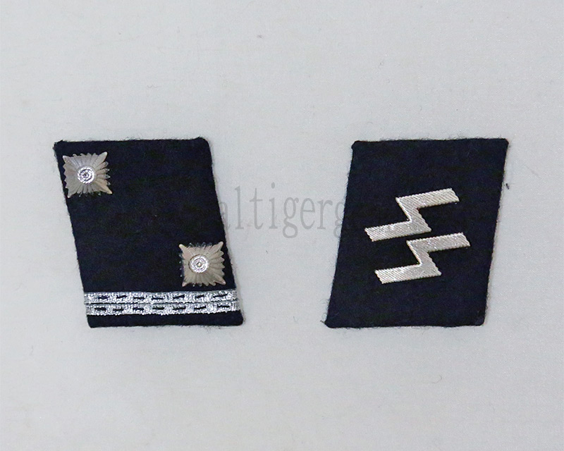 WW2 German Collar Insignia Patch – Metal SS 2 Star 2 Strap