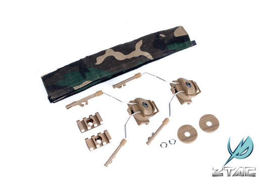 Z-TACTICAL Headset Rail Adapter Mount Set - Comtac I II Sordin on Rail /FAST Helmet - Dark Earth